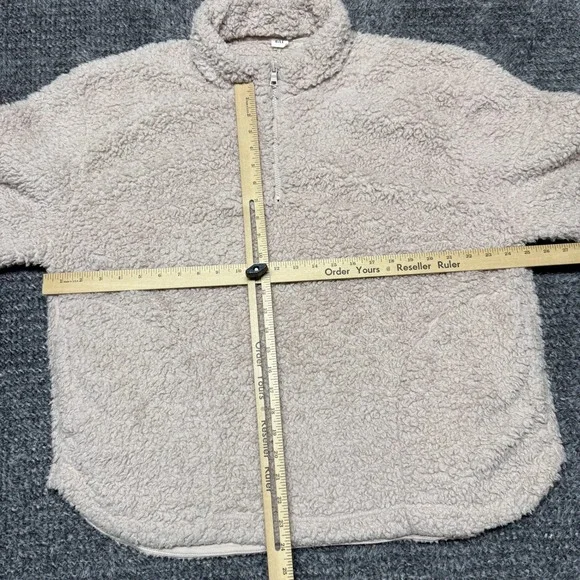 Gap Womens Sherpa Fleece Pullover Sweatshirt Size XXL Beige Quarter Zip - Picture 6 of 6